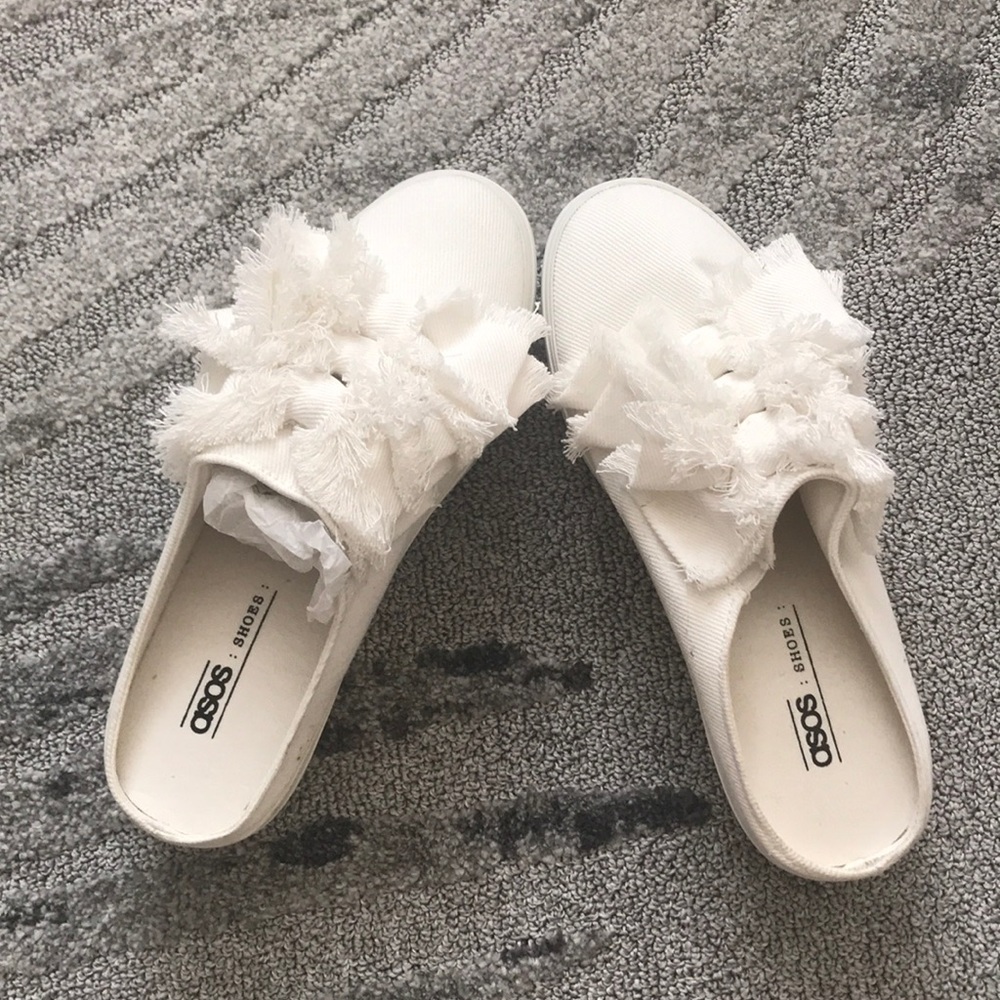 Asos White Bow A Platform Slides Size 6 New - image 1